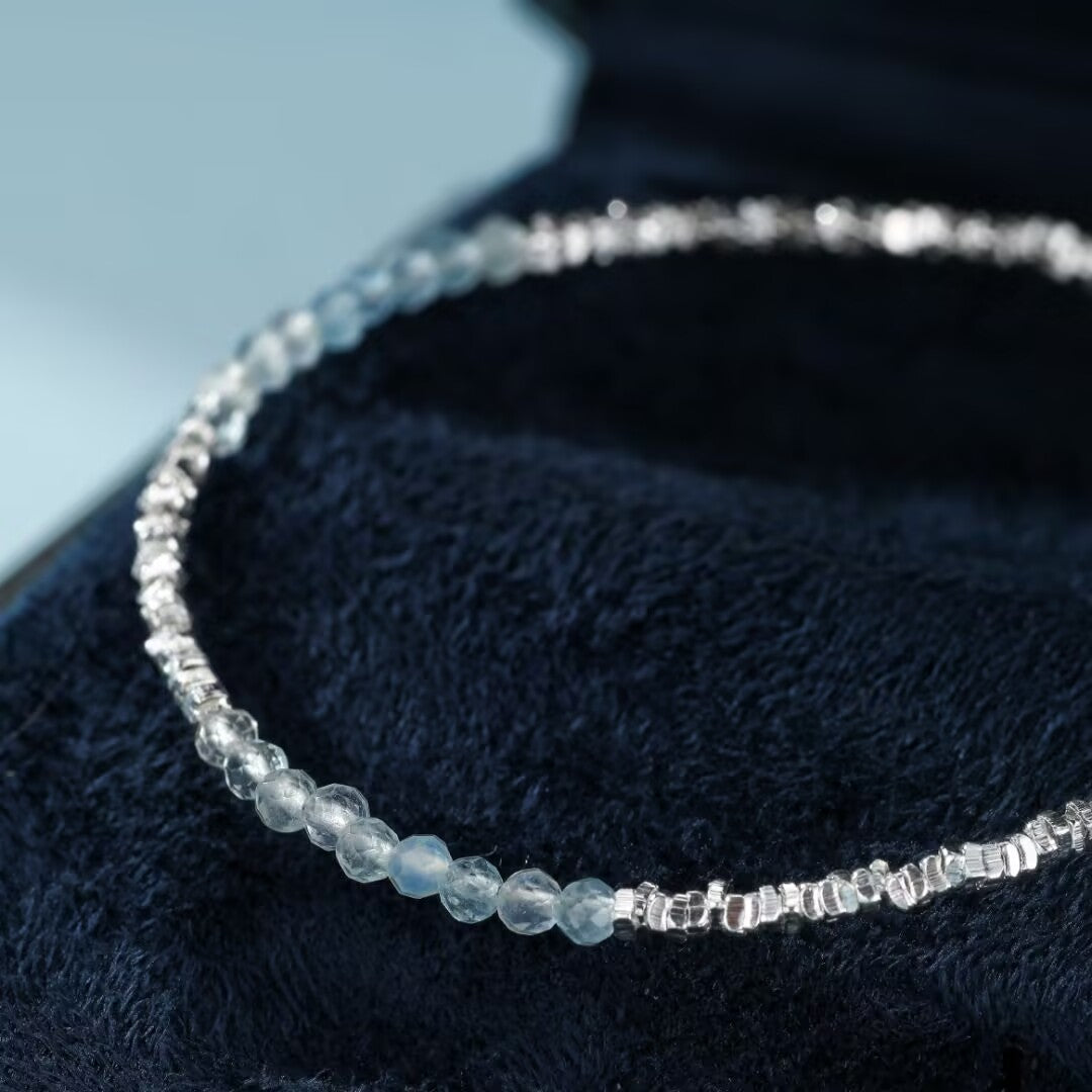 Bracelet Aigue-marine – Brume Matinale, Argent