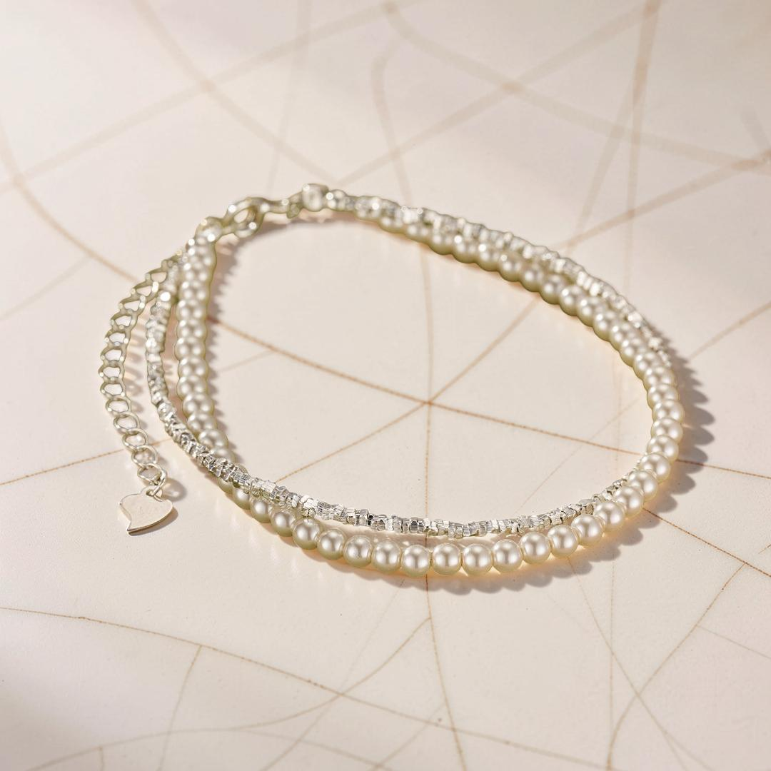 Bracelet Perle – Double Éclat, Argent