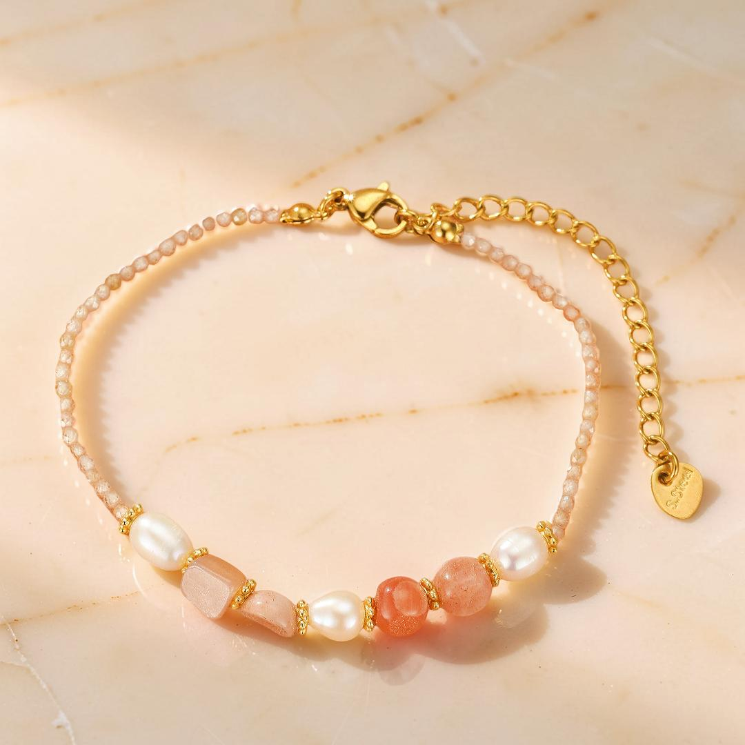 Bracelet Pierre de Soleil et Perle – Harmonie Radieuse