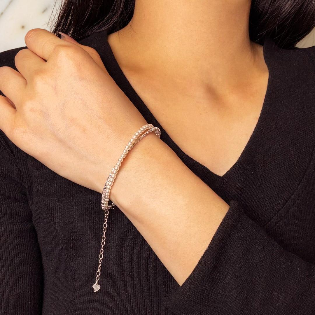 Bracelet Perle – Double Éclat, Argent