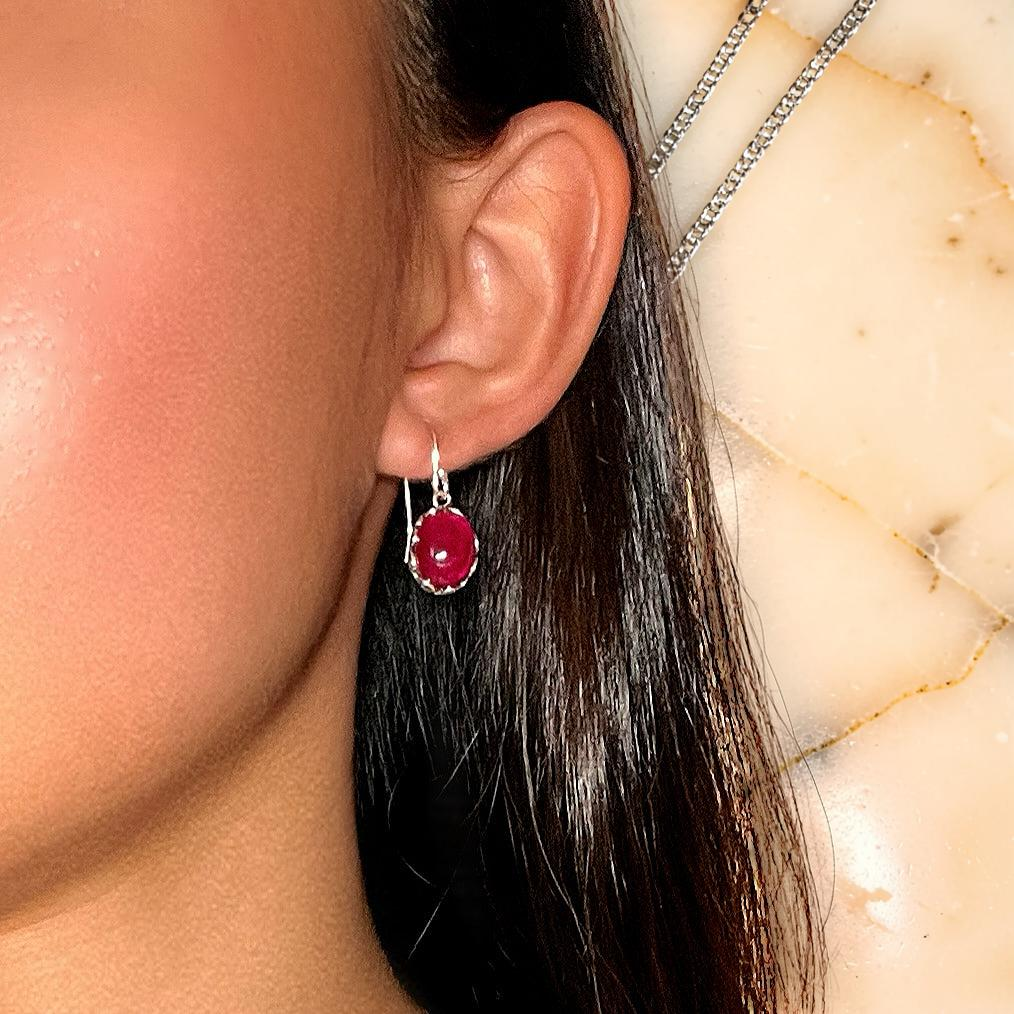 Boucles d’Oreilles Cornaline – Reflets d’Orient, Argent
