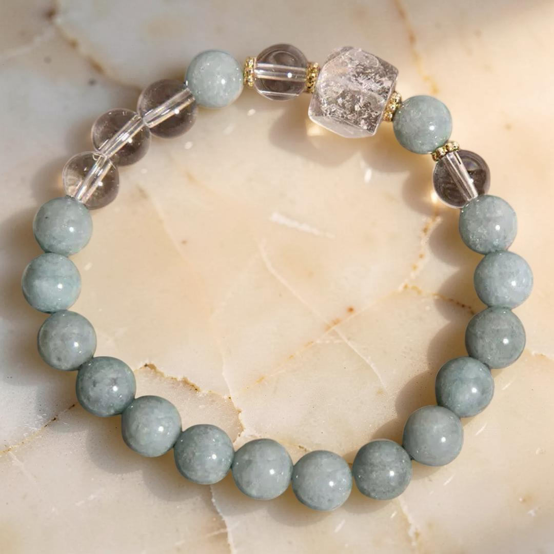Bracelet Jade et Cristal de Roche – Clarté Céleste