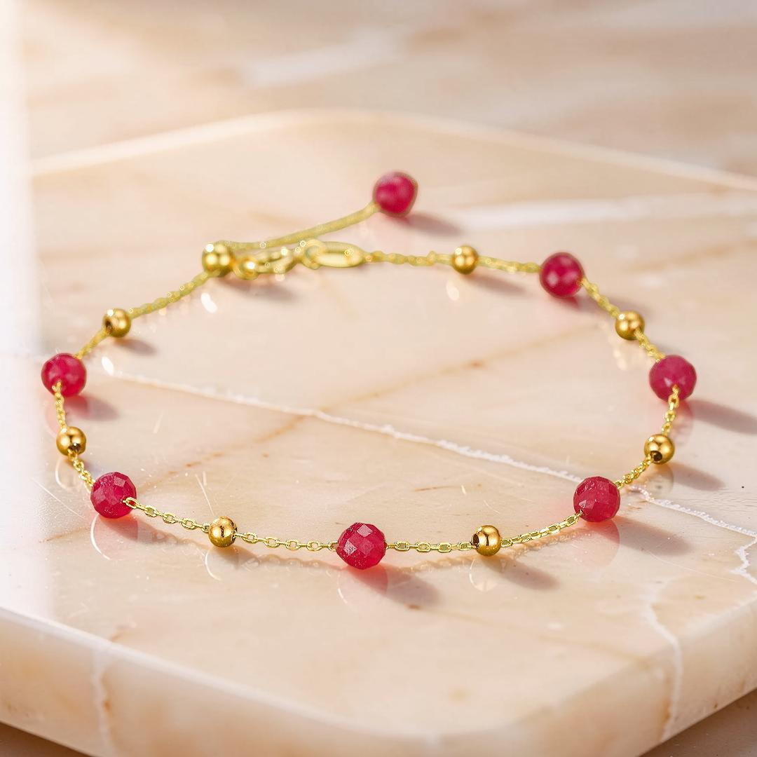 Bracelet Cornaline – Lumière Passionnée, Argent Plaqué Or