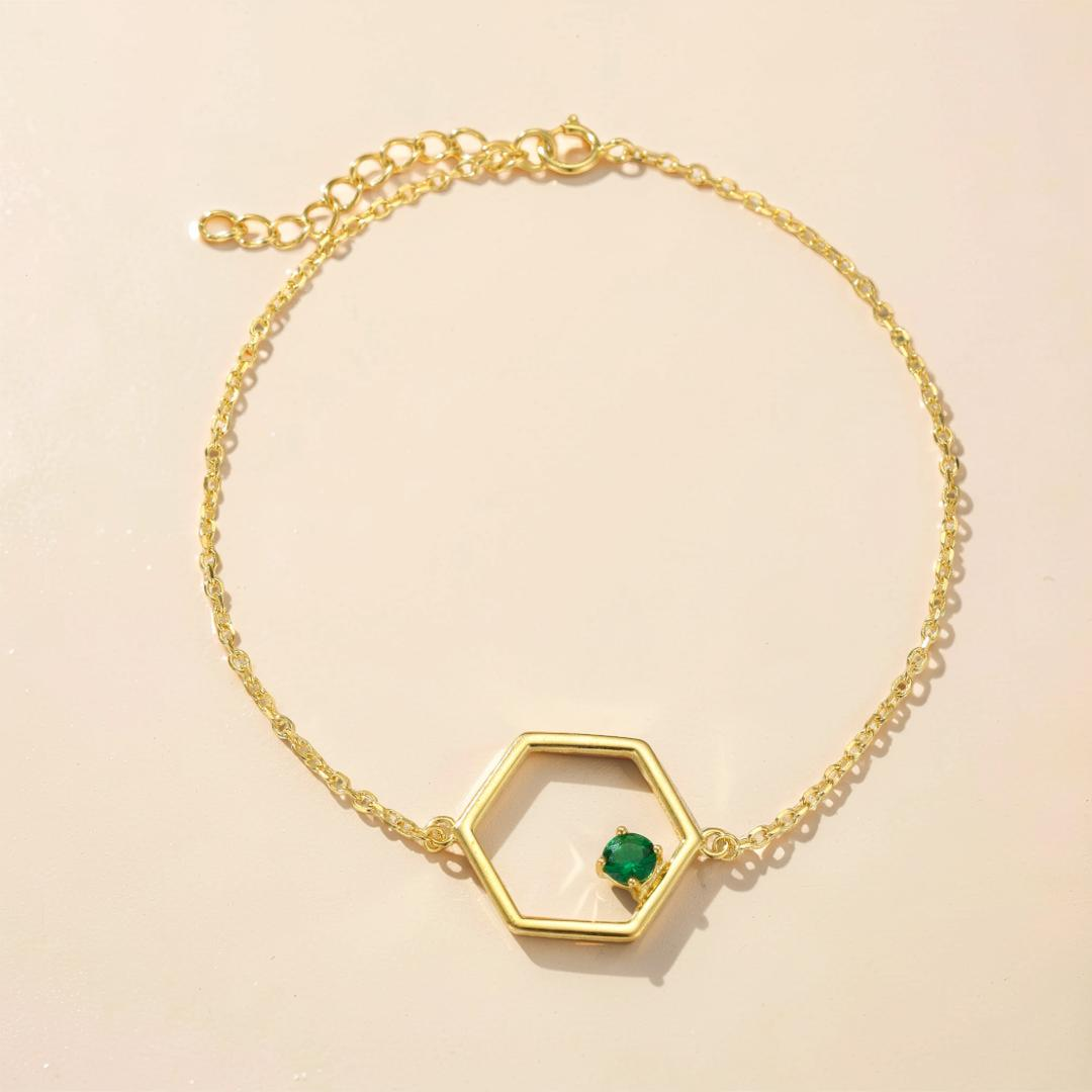 Bracelet Péridot – Étoile Radieuse, Argent Plaqué Or