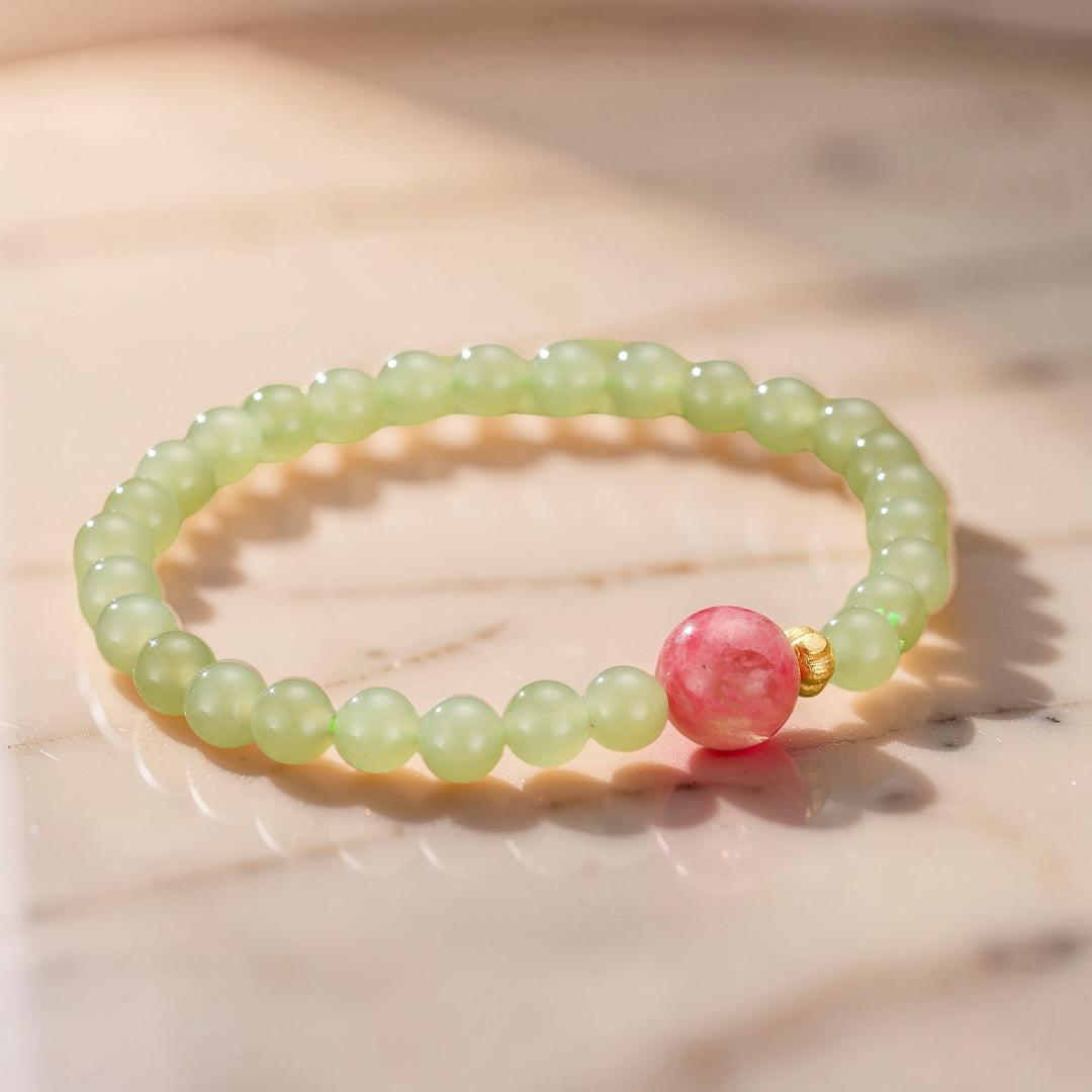 Bracelet Rhodonite et Jade – Duo Bien-Être