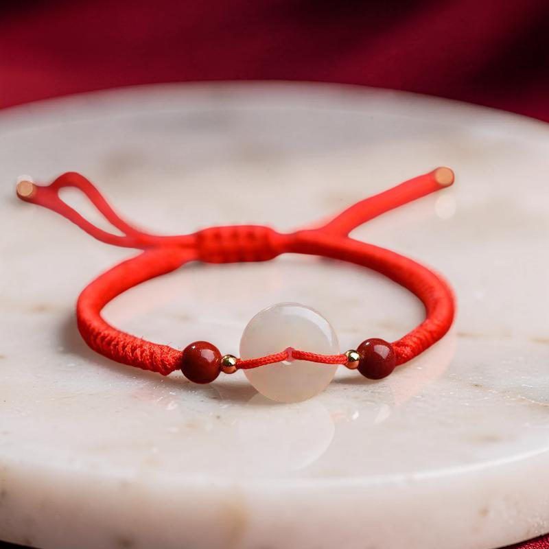 Bracelet Cordon Jade et Cinabre – Sérénité