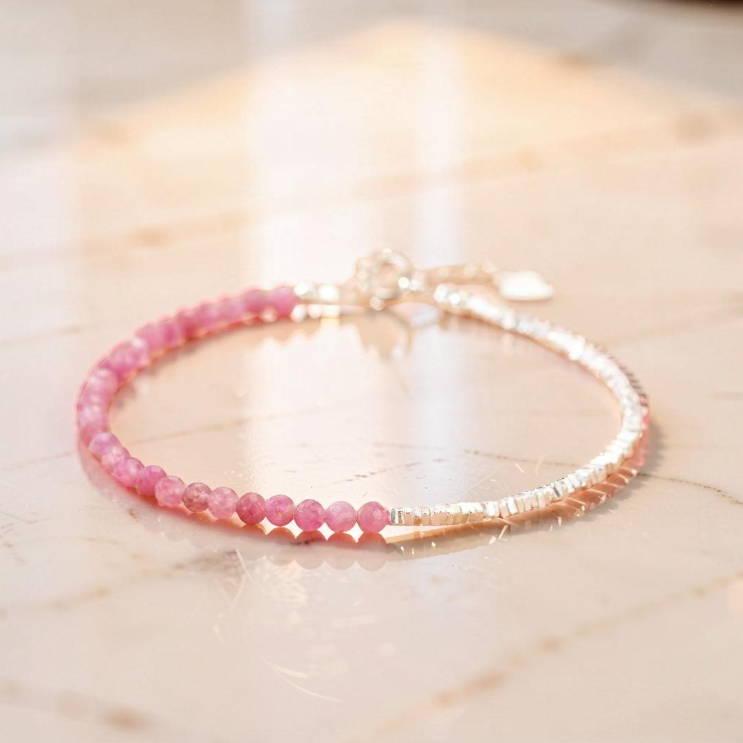 Bracelet Tourmaline – Rose Intuitive, Argent
