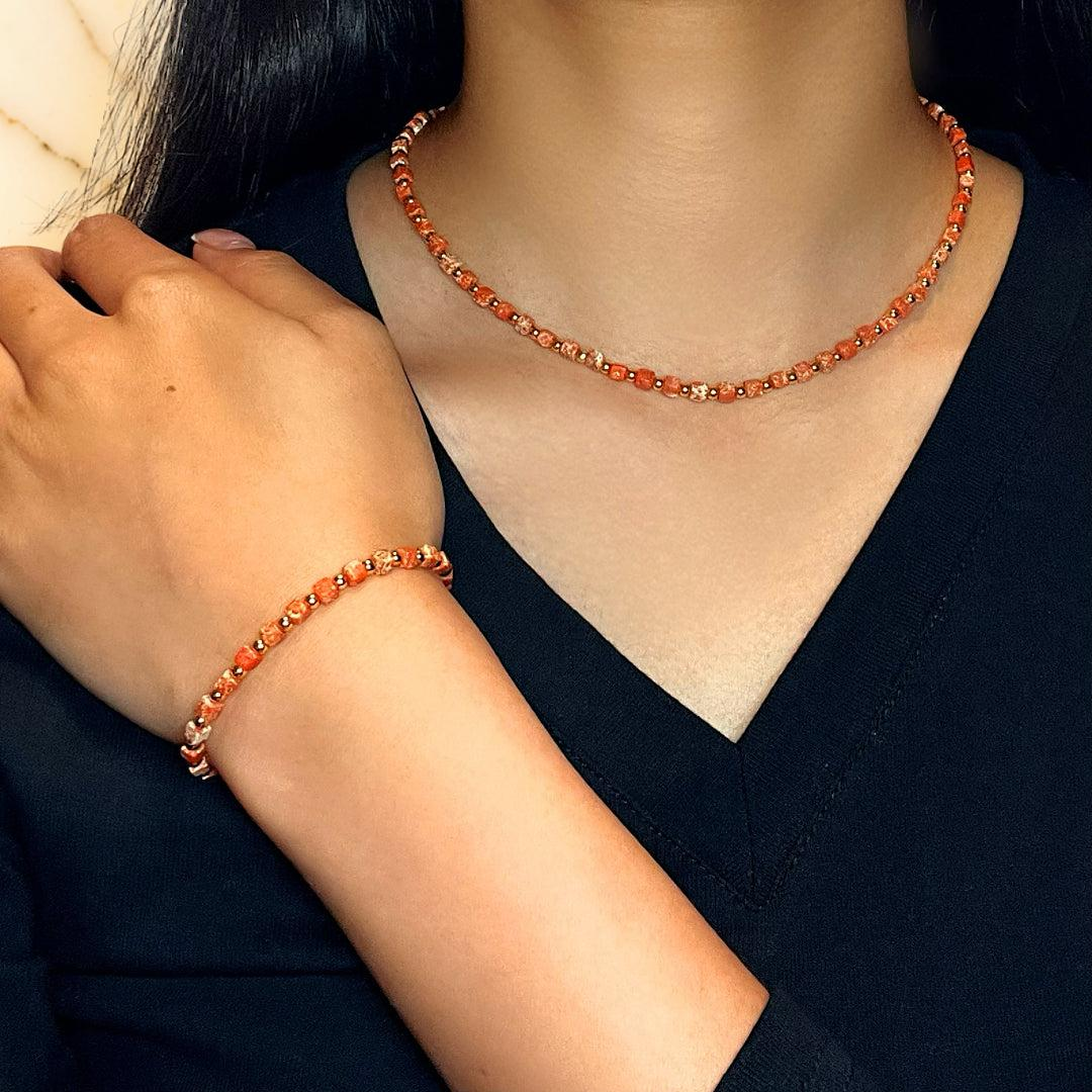 Collier/Bracelet Jaspe Rouge/Vert – Éclat Bohème