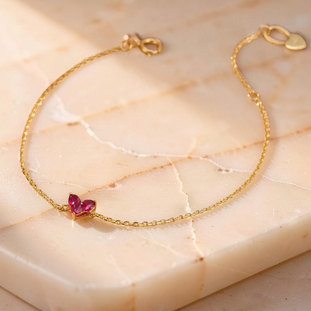 Bracelet Cornaline – Papillon Éclatant, Argent Plaqué Or 18K