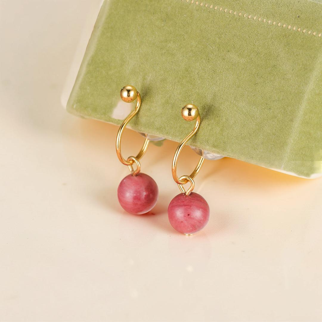 Boucles d’Oreilles Rhodonite – Éclat Doux