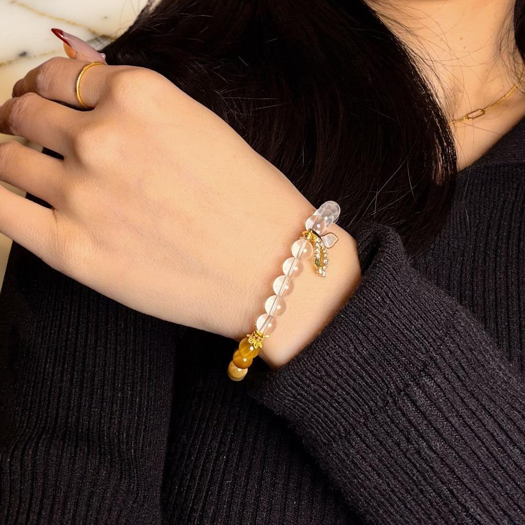 Bracelet Quartz Clair et Œil de Tigre – Éclat Sirène