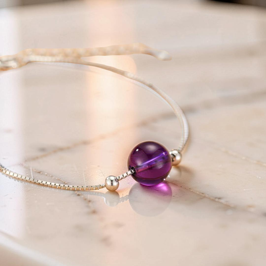 Bracelet Améthyste – Goutte de Douceur, Argent