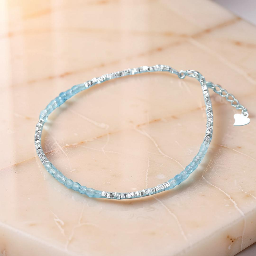 Bracelet Aigue-marine – Brume Matinale, Argent