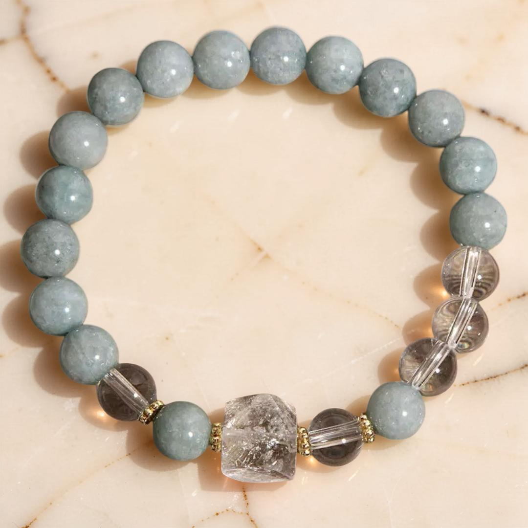 Bracelet Jade et Cristal de Roche – Clarté Céleste