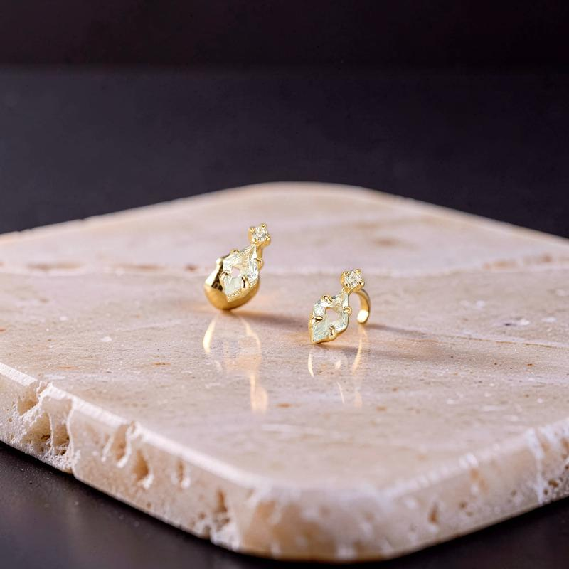 Boucles d'Oreilles Topaze – Clarté Céleste, Argent Plaqué Or 14K