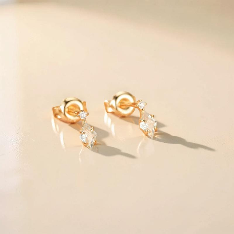 Boucles d'Oreilles Topaze – Clarté Céleste, Argent Plaqué Or 14K