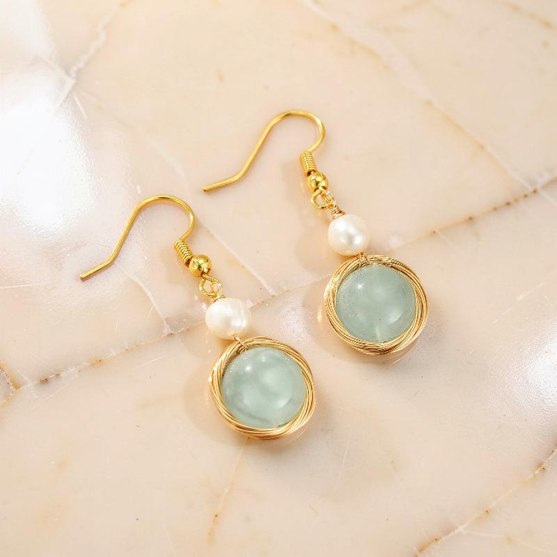 Boucles d'oreilles Aigue-marine et Perle – Pure Harmonie
