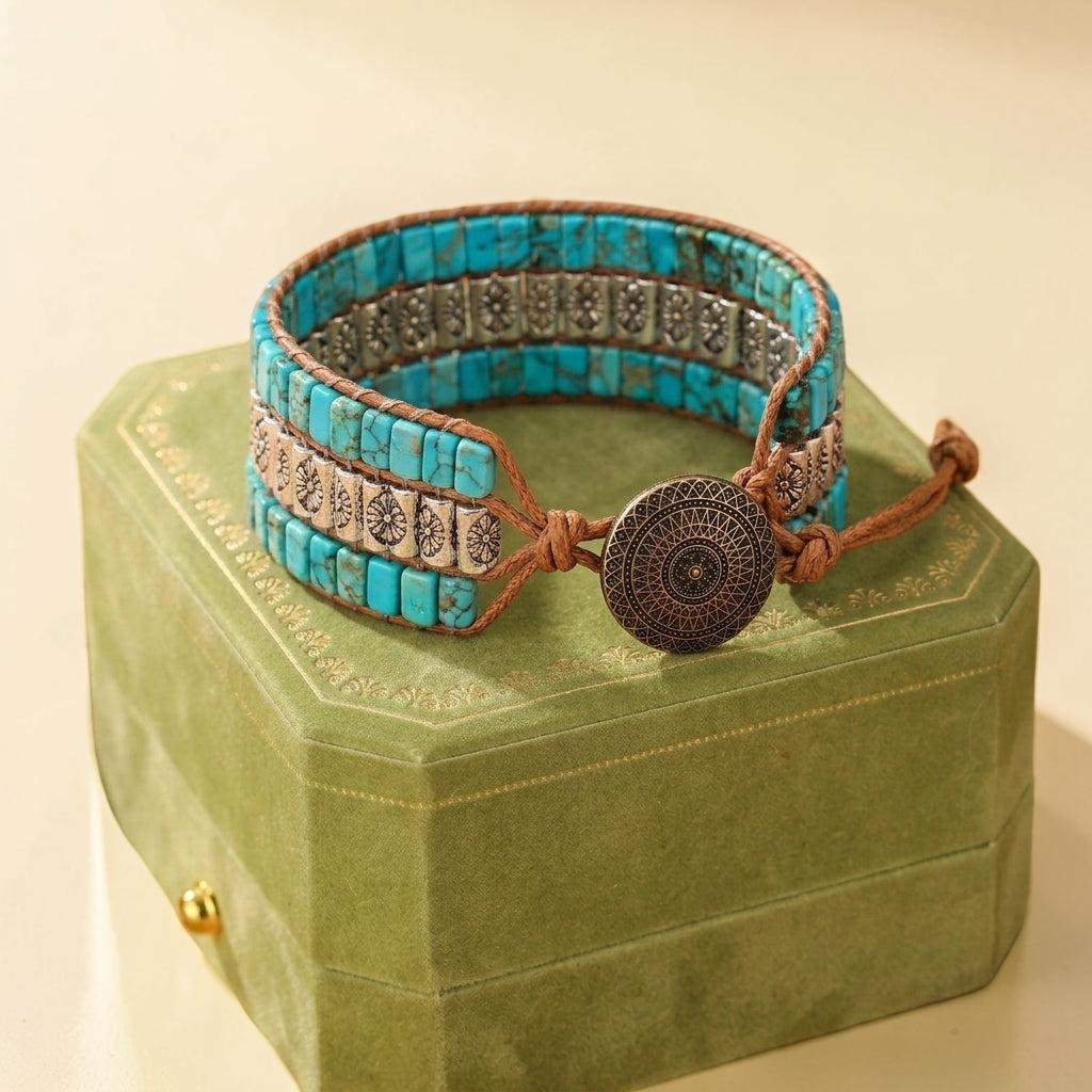 Bracelet Wrap Turquoise – Empreinte Ethnique