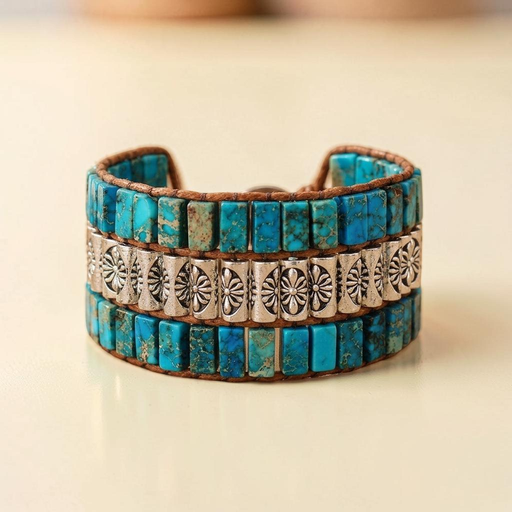 Bracelet Wrap Turquoise – Empreinte Ethnique