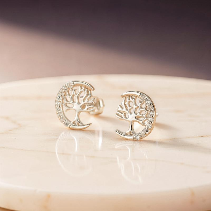 Boucles d'oreilles Arbre de Vie – Arbre Céleste, Argent S925