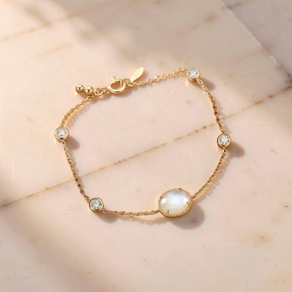 Bracelet Cristal de Roche – Aura Cristalline, Argent Plaqué Or 14K