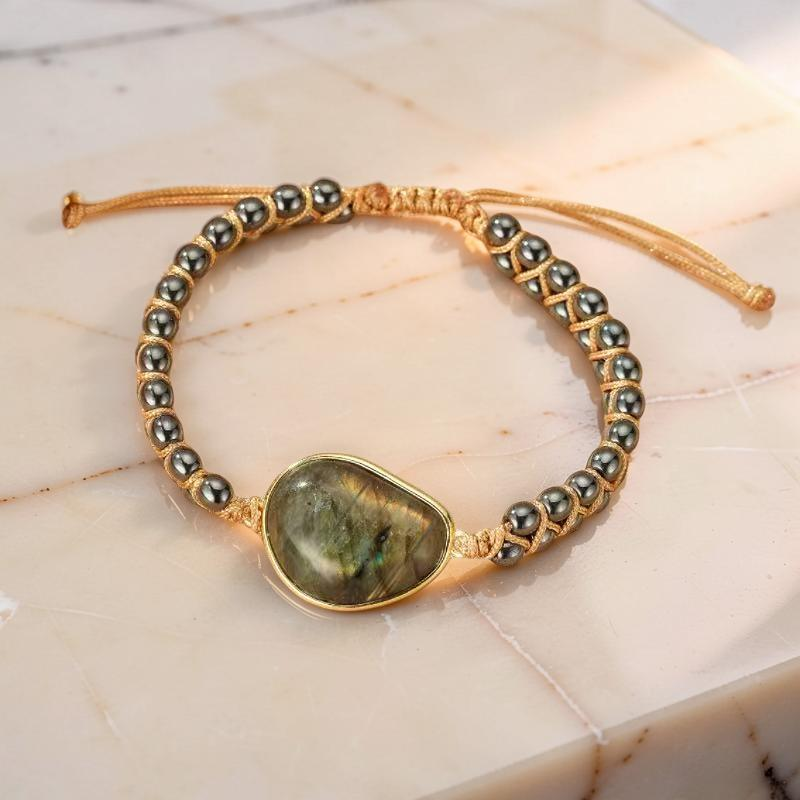 Bracelet Labradorite et Hématite – Aura Protectrice