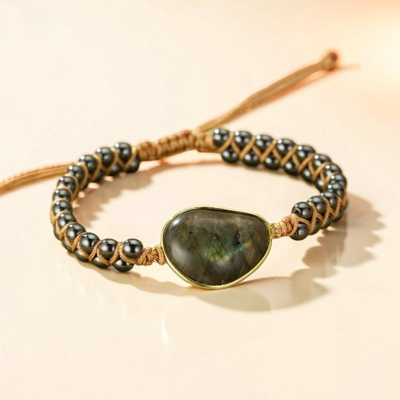Bracelet Labradorite et Hématite – Aura Protectrice