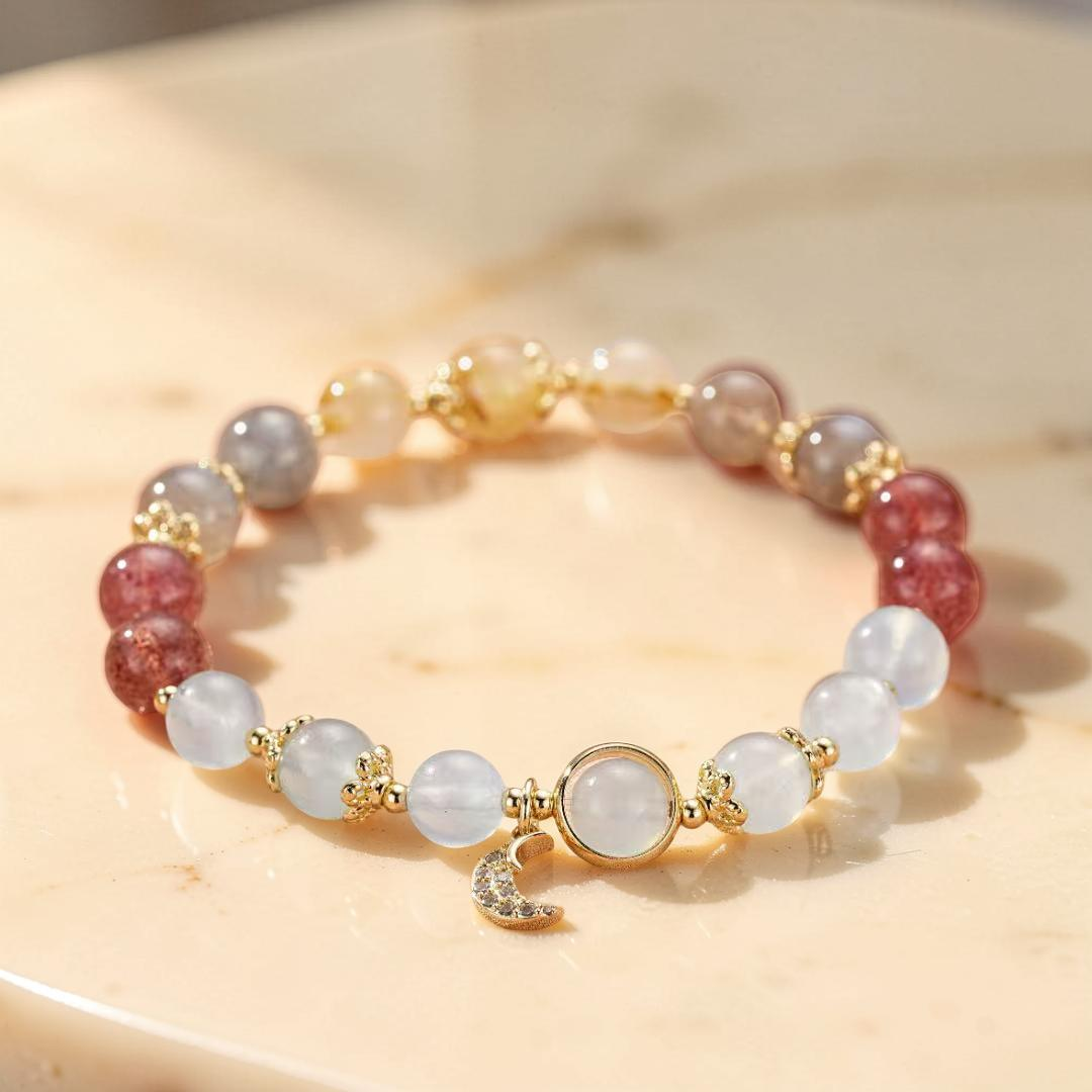 Bracelet Labradorite et Aigue-Marine – Harmonie Lunaire