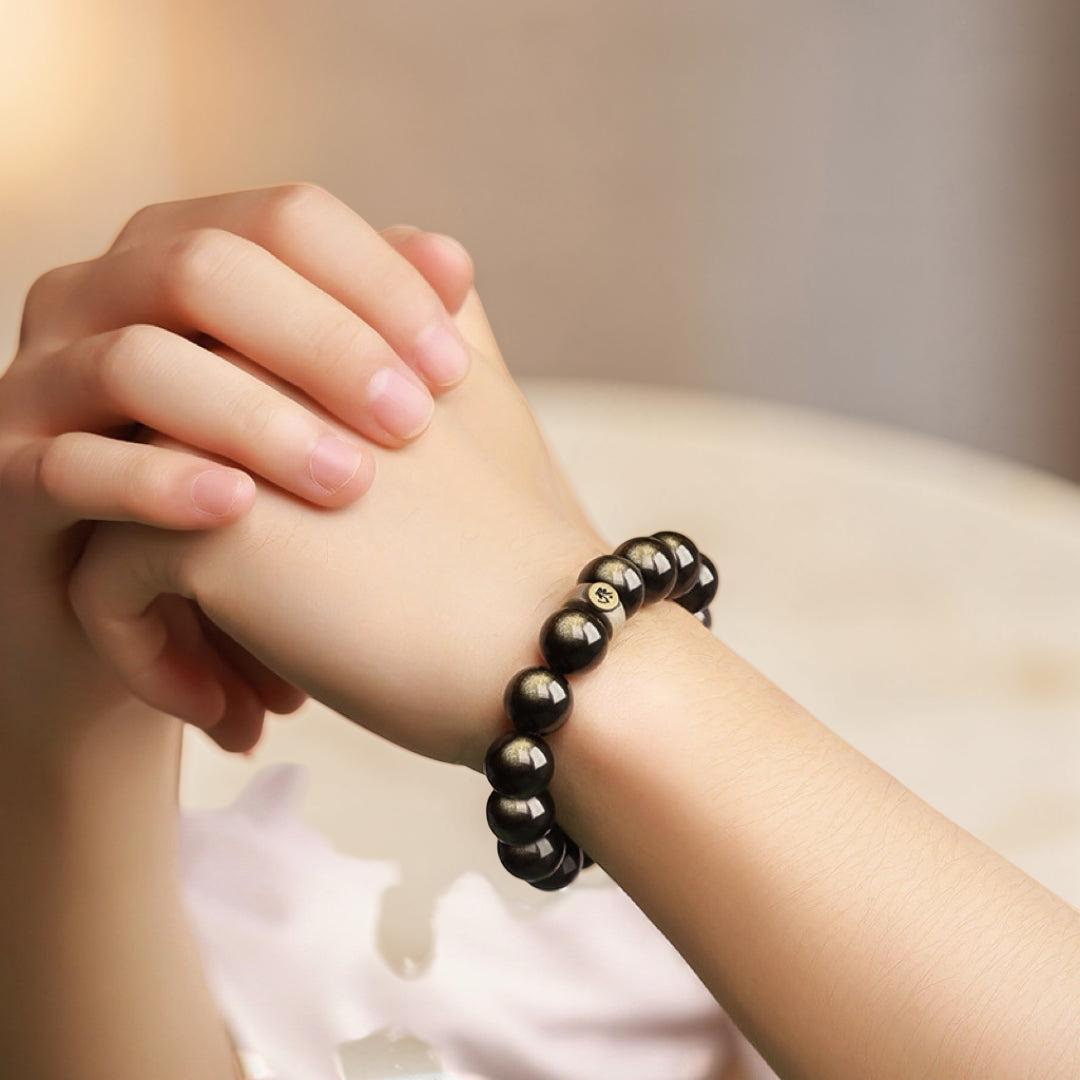 Bracelet Obsidienne Cheval/Coq – Force Intérieure, Argent