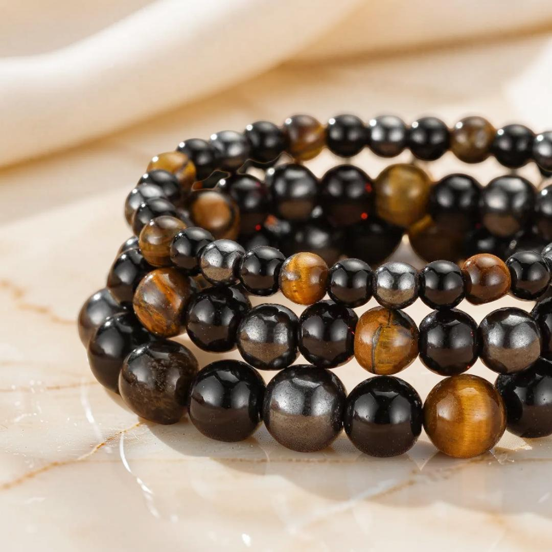 Bracelet Œil de Tigre et Hématite – Force Intérieure