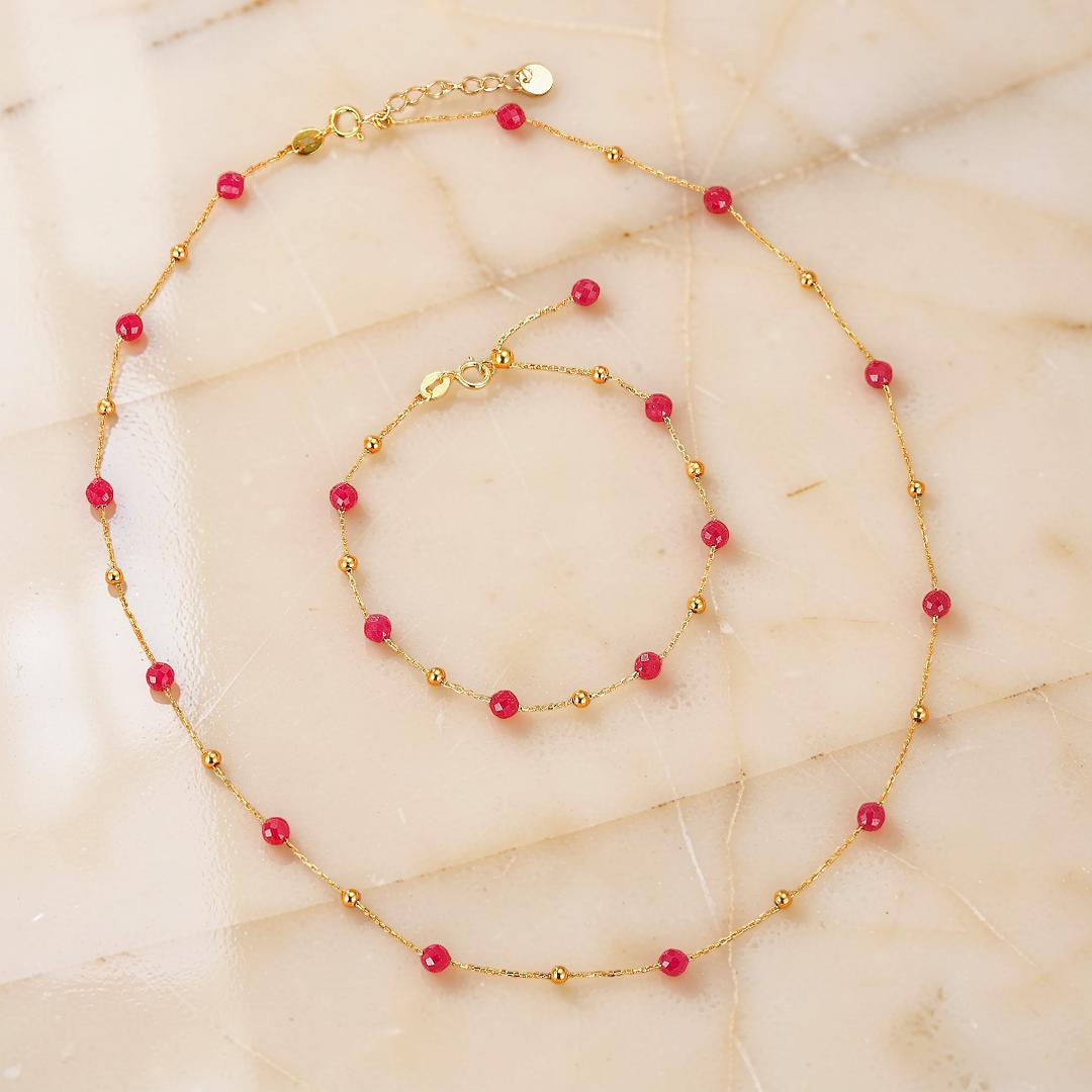 Bracelet Cornaline – Lumière Passionnée, Argent Plaqué Or