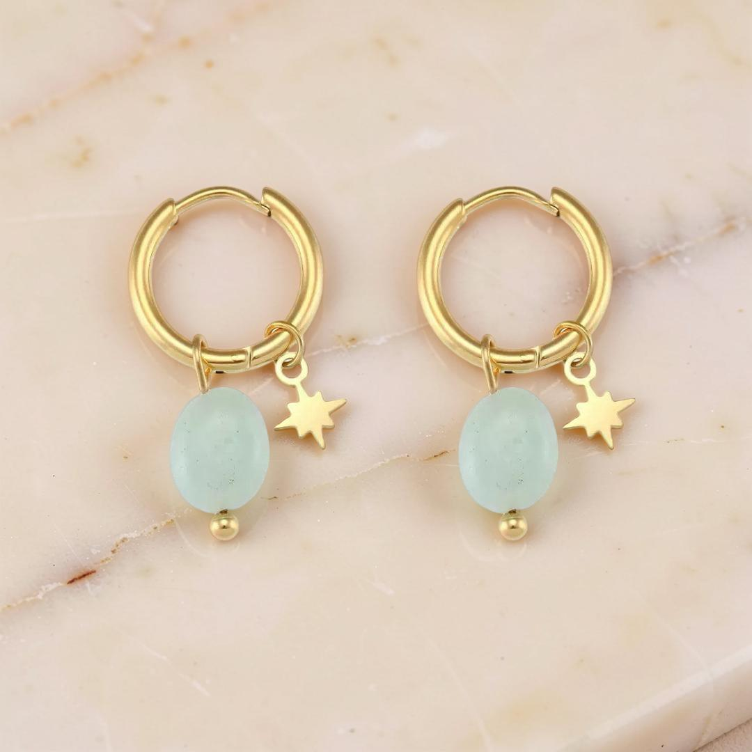 Boucles d’Oreilles Amazonite/Lapis Lazuli – Étoile Céleste