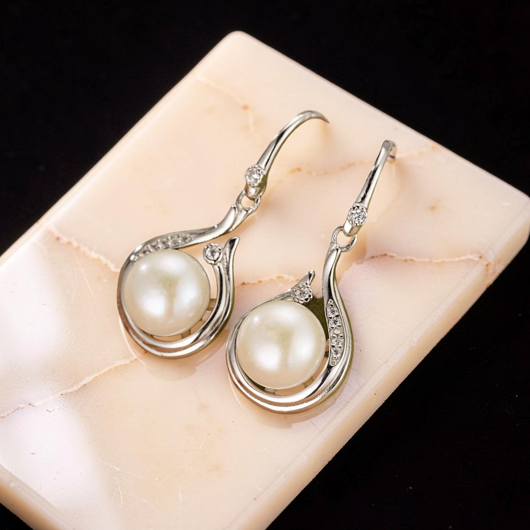 Boucles d'Oreilles Perle – Goutte Royale, Argent