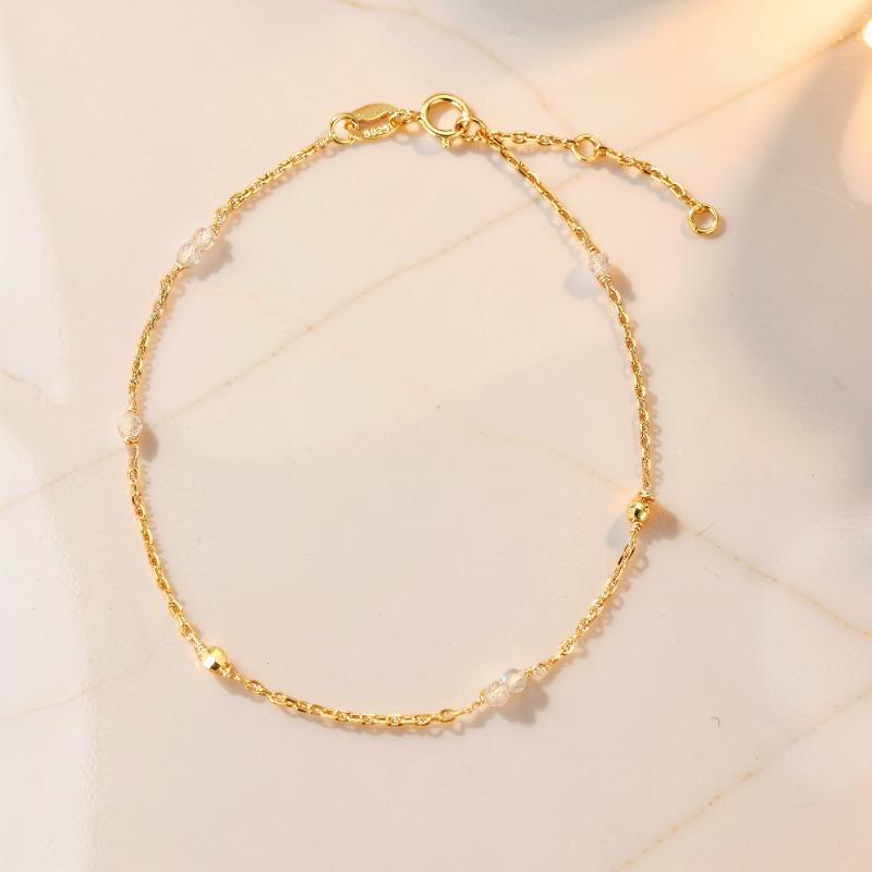 Bracelet Labradorite – Étincelle Lunaire, Argent Plaqué Or