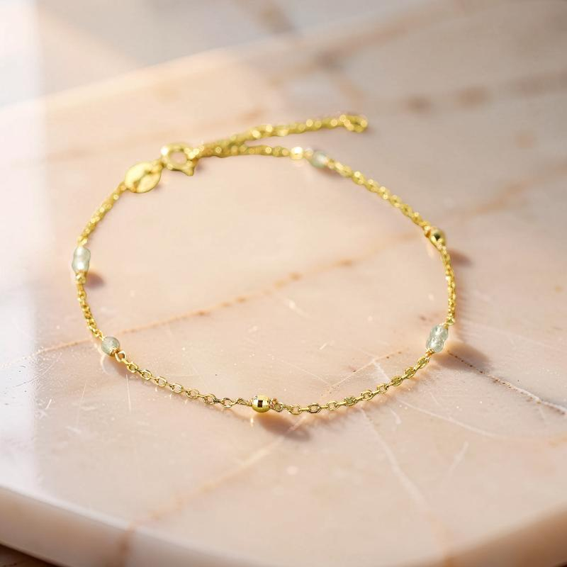 Bracelet Labradorite – Étincelle Lunaire, Argent Plaqué Or