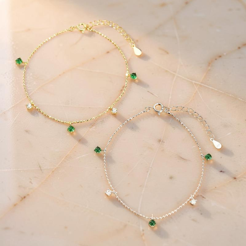 Bracelet Émeraude – Rosée Lumineuse, Argent 925