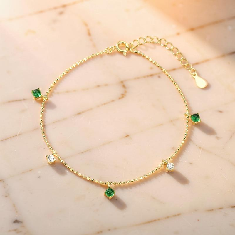 Bracelet Émeraude – Rosée Lumineuse, Argent 925
