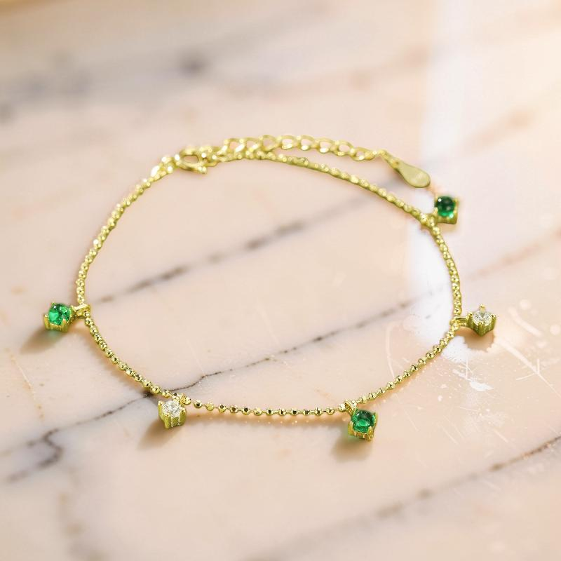 Bracelet Émeraude – Rosée Lumineuse, Argent 925
