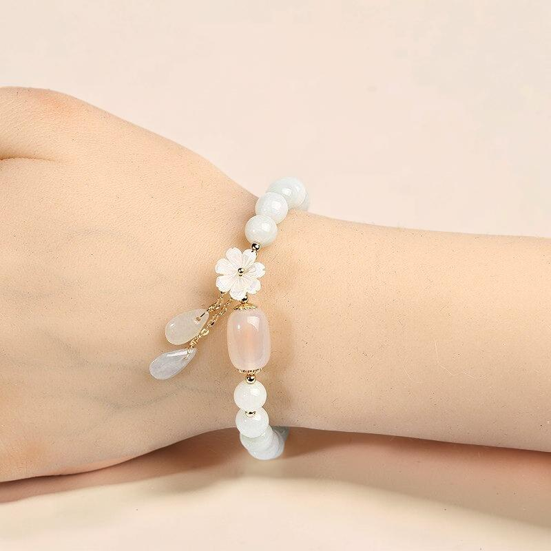 Bracelet Jade Blanc et Agate – Porte Bonheur