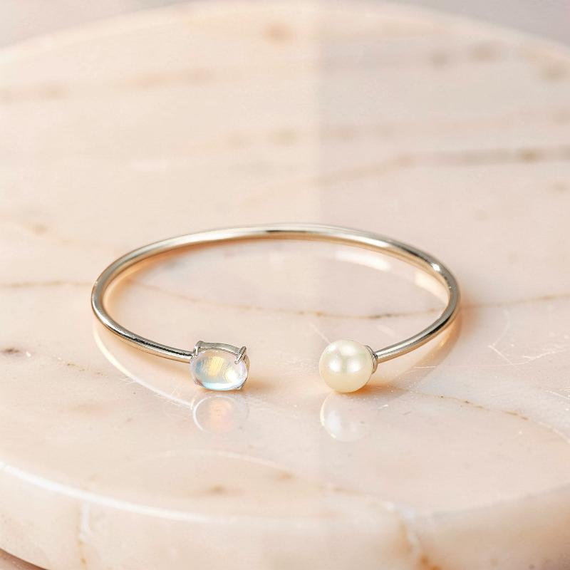 Bracelet Pierre de Lune et Perle – Essence de Lune, Argent