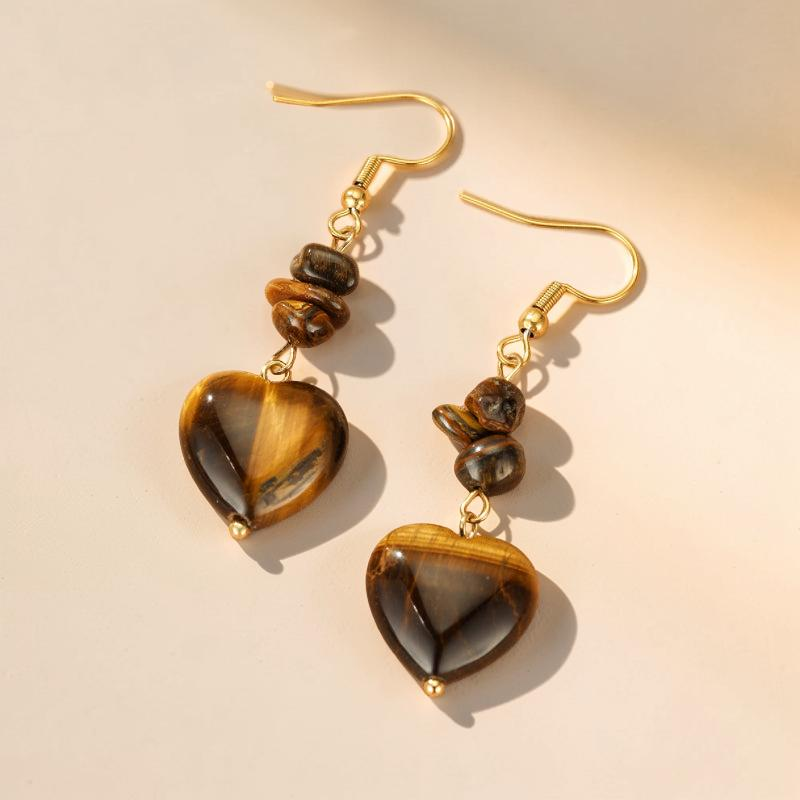 Boucles d'Oreilles Pierres Naturelles – Cœur Protecteur