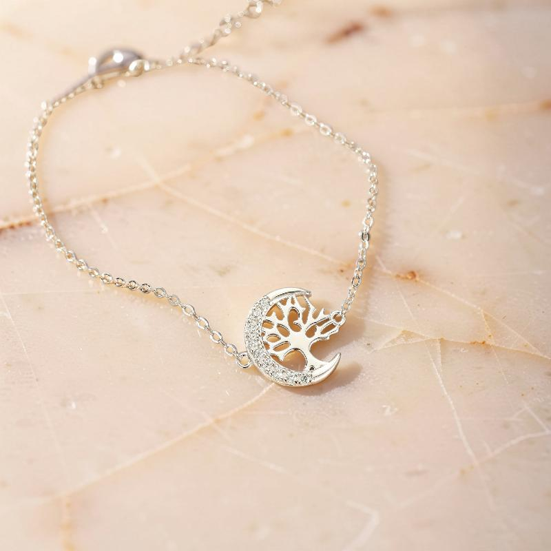 Bracelet Arbre de Vie – Arbre Lunaire, Argent