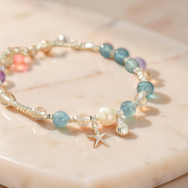 Bracelet Aigue-Marine et Perle – Harmonie Marine, Argent