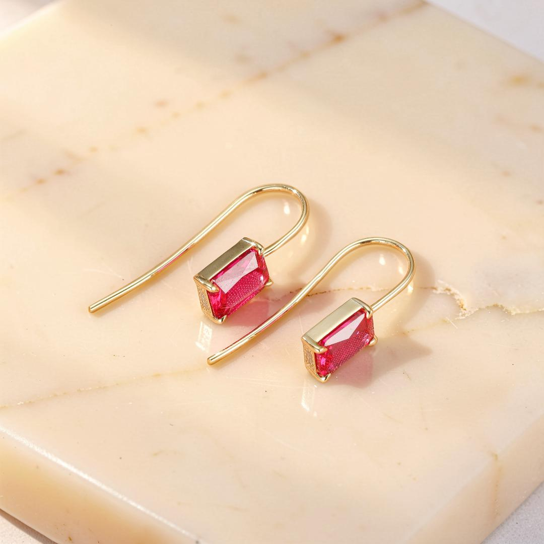 Boucles d’Oreilles Cornaline – Élégance Pourpre, Argent Plaqué Or