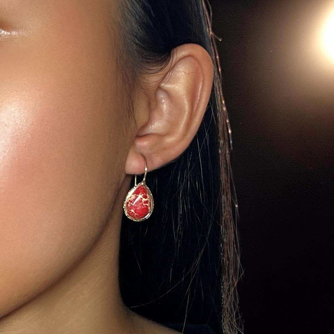 Boucles d’Oreilles Jaspe – Flamme d'Amour
