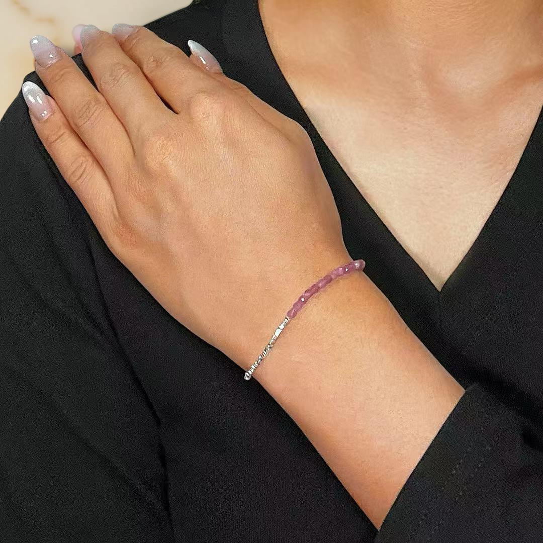 Bracelet Tourmaline – Rose Intuitive, Argent