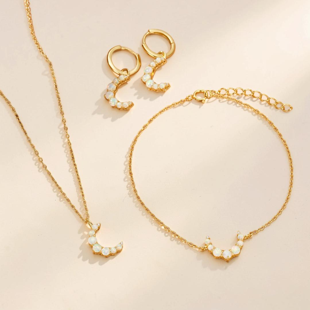 Bracelet Opale – Douce Lueur, Argent 925 Plaqué Or 18K
