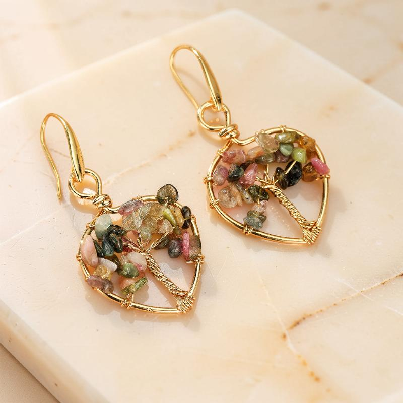 Boucles d'oreilles Améthyste – Arbre Céleste, Cuivre