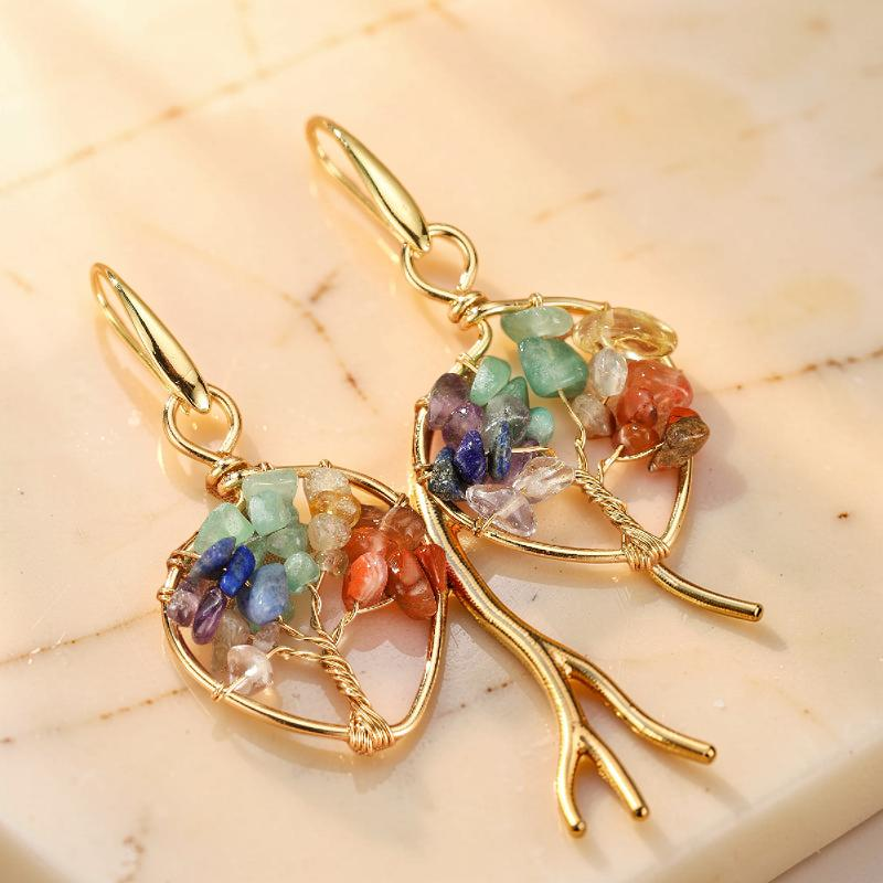Boucles d'oreilles Améthyste – Arbre Céleste, Cuivre