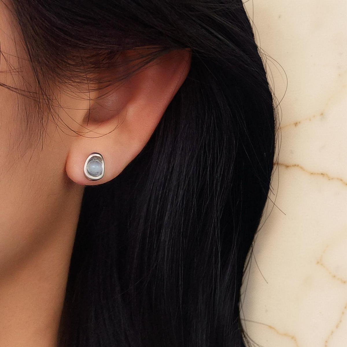 Boucles d'oreilles Aigue marine – Douce Vague, Argent
